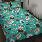 Cute Japanese Sushi Pattern Print Quilt Bed Set
