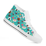 Cute Japanese Sushi Pattern Print White High Top Shoes
