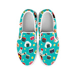 Cute Japanese Sushi Pattern Print White Slip On Shoes