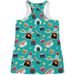 Cute Japanese Sushi Pattern Print Women's Racerback Tank Top