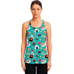 Cute Japanese Sushi Pattern Print Women's Racerback Tank Top