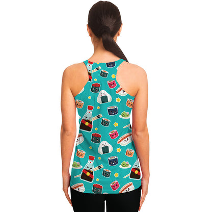 Cute Japanese Sushi Pattern Print Women's Racerback Tank Top