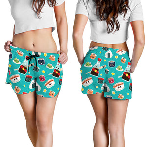 Cute Japanese Sushi Pattern Print Women's Shorts