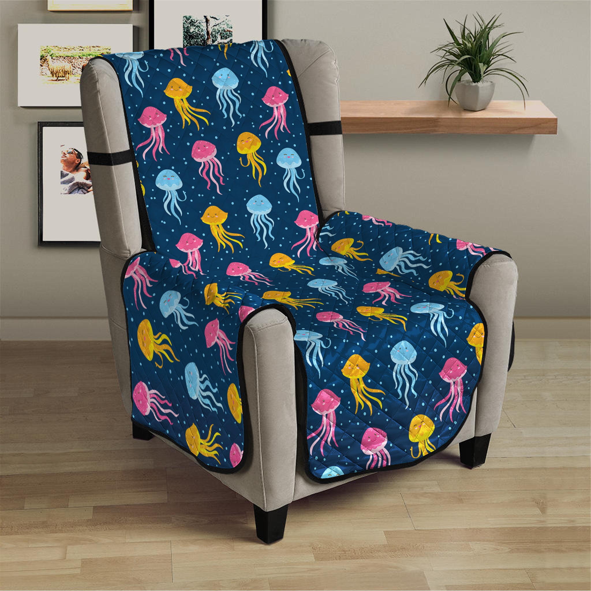 Cute Jellyfish Pattern Print Armchair Protector