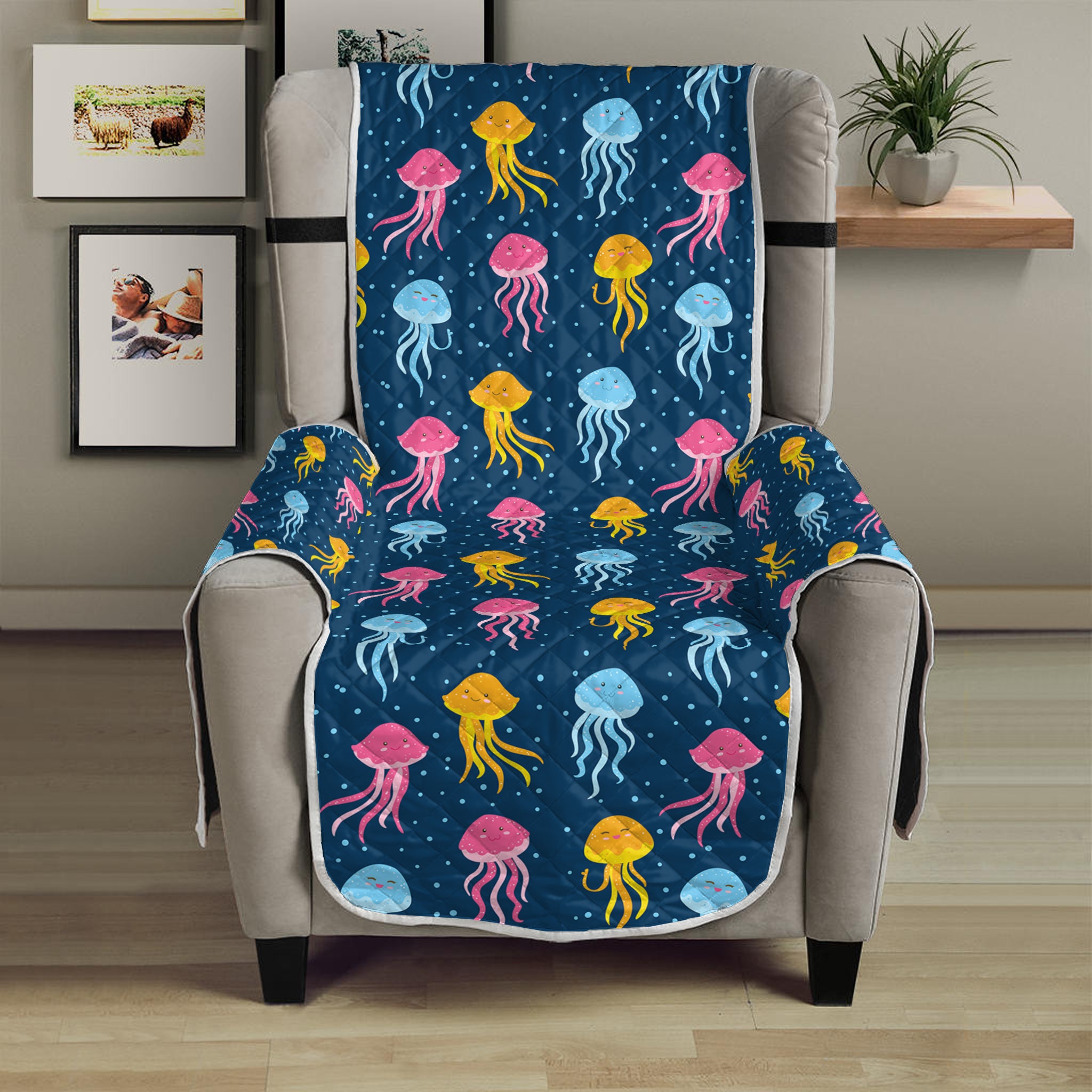 Cute Jellyfish Pattern Print Armchair Protector