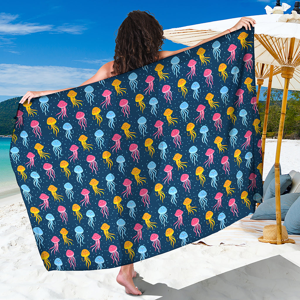 Cute Jellyfish Pattern Print Beach Sarong Wrap