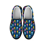 Cute Jellyfish Pattern Print Black Slip On Shoes