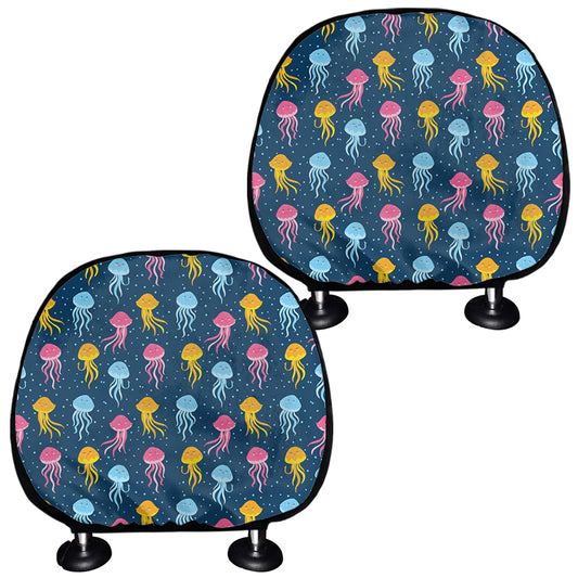 Cute Jellyfish Pattern Print Car Headrest Covers
