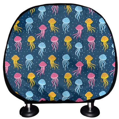 Cute Jellyfish Pattern Print Car Headrest Covers