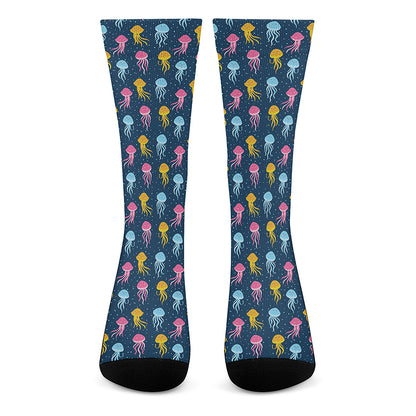 Cute Jellyfish Pattern Print Crew Socks
