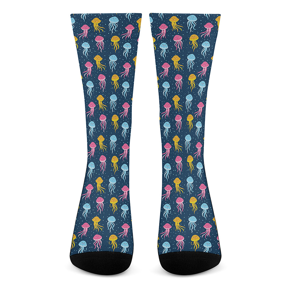 Cute Jellyfish Pattern Print Crew Socks