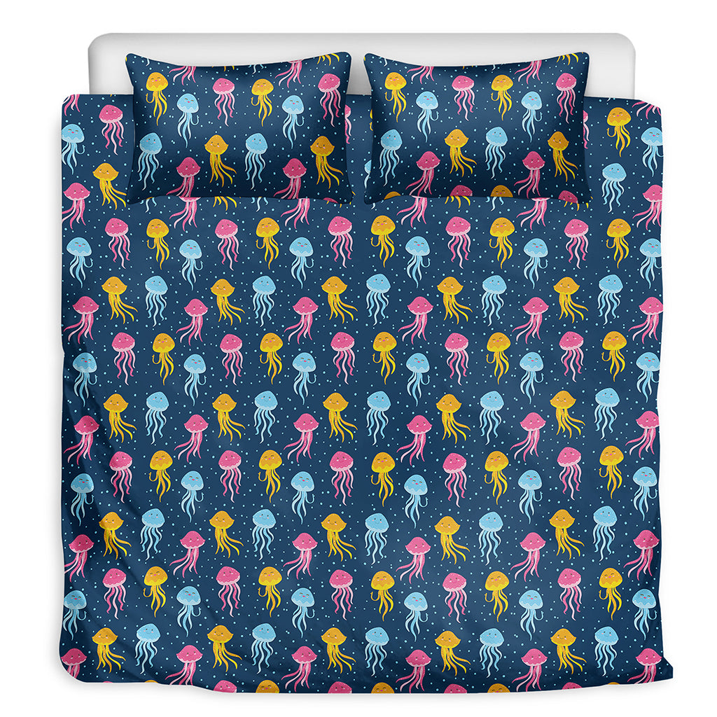 Cute Jellyfish Pattern Print Duvet Cover Bedding Set