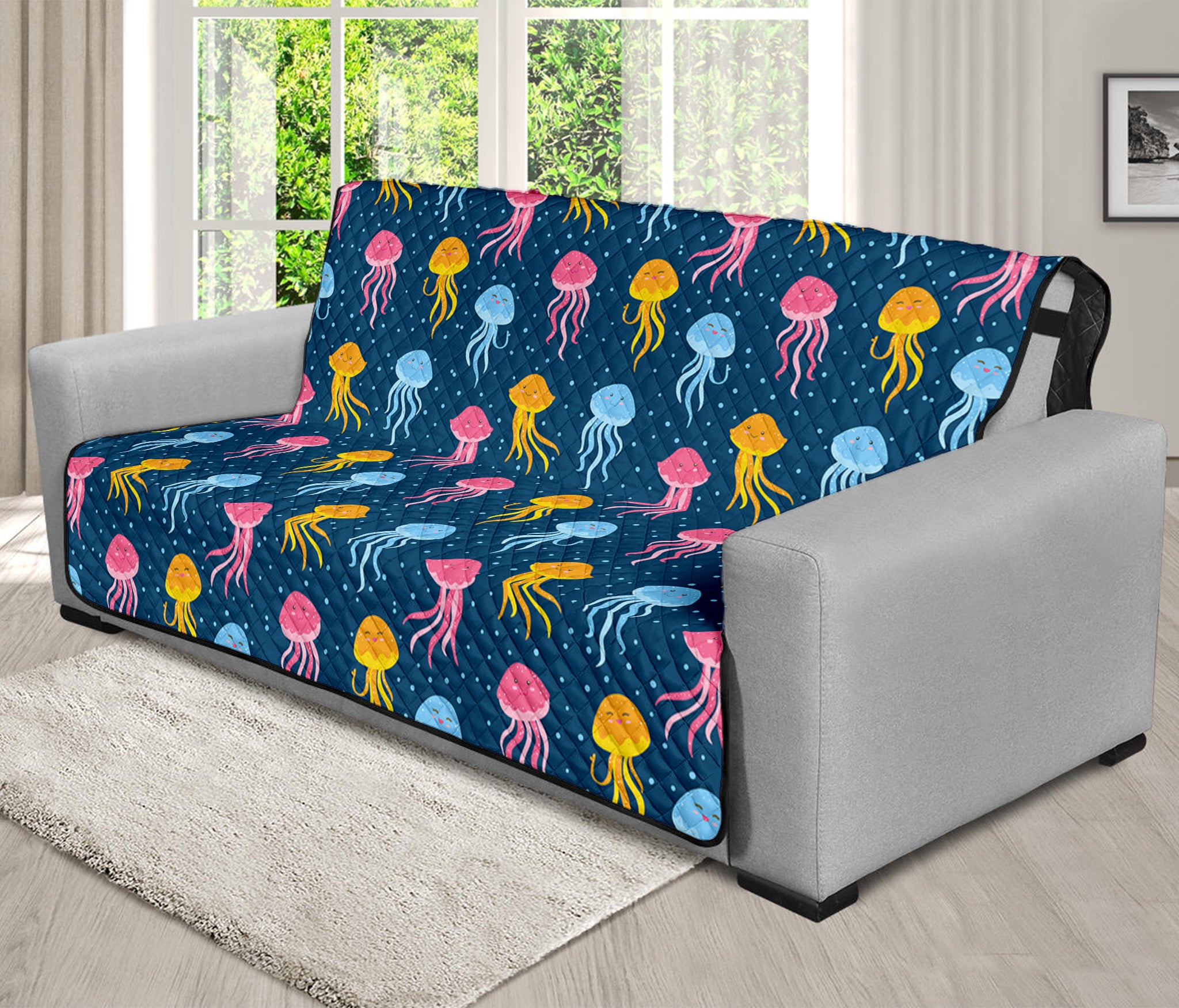 Cute Jellyfish Pattern Print Futon Protector