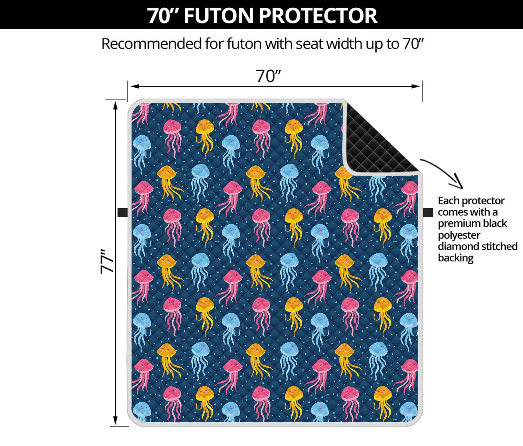 Cute Jellyfish Pattern Print Futon Protector