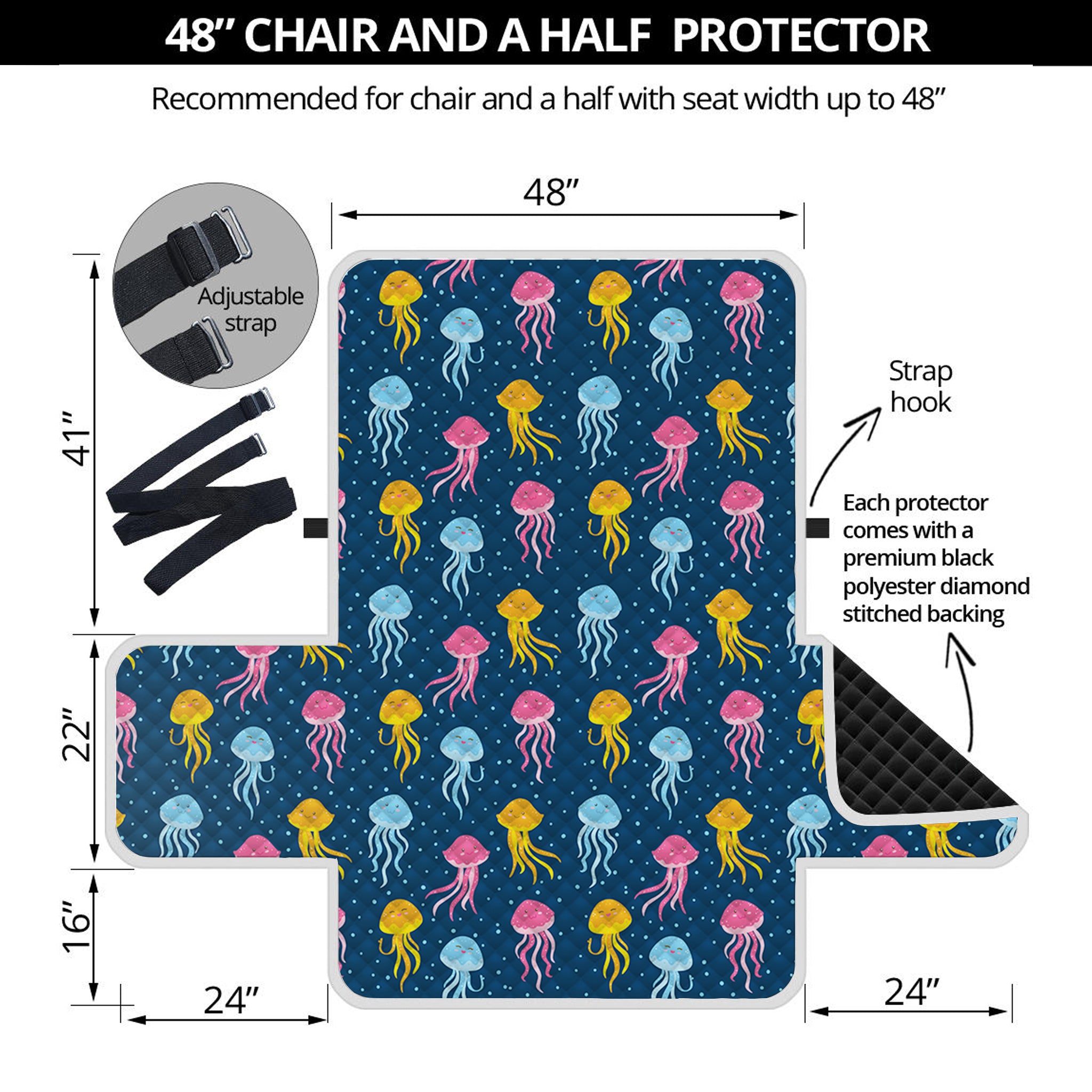 Cute Jellyfish Pattern Print Half Sofa Protector