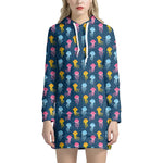 Cute Jellyfish Pattern Print Hoodie Dress