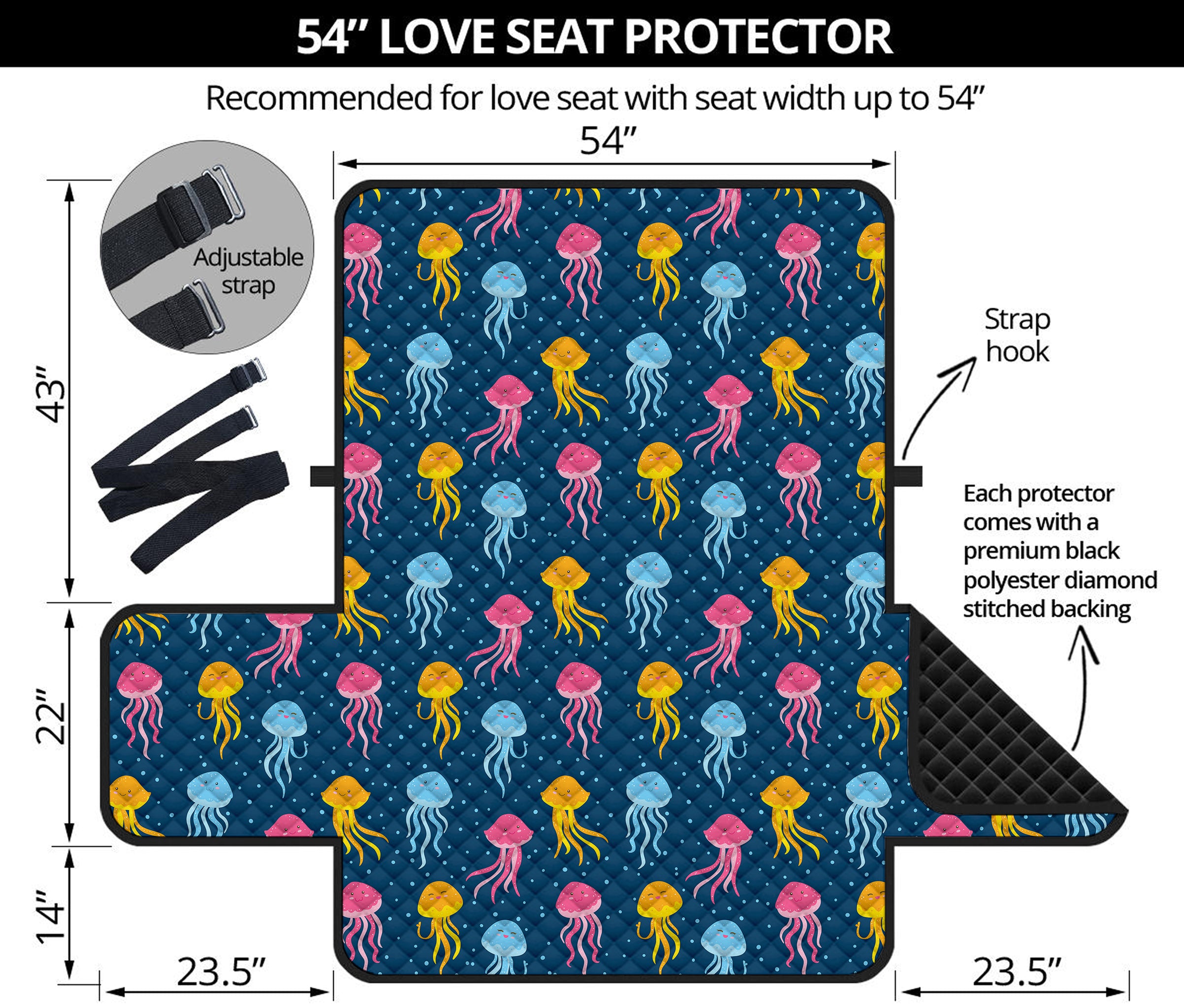 Cute Jellyfish Pattern Print Loveseat Protector