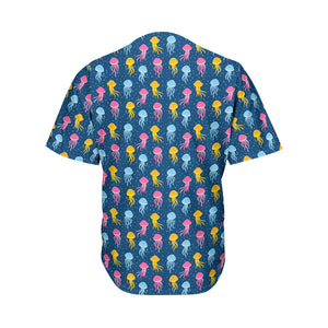 Cute Jellyfish Pattern Print Men's Baseball Jersey