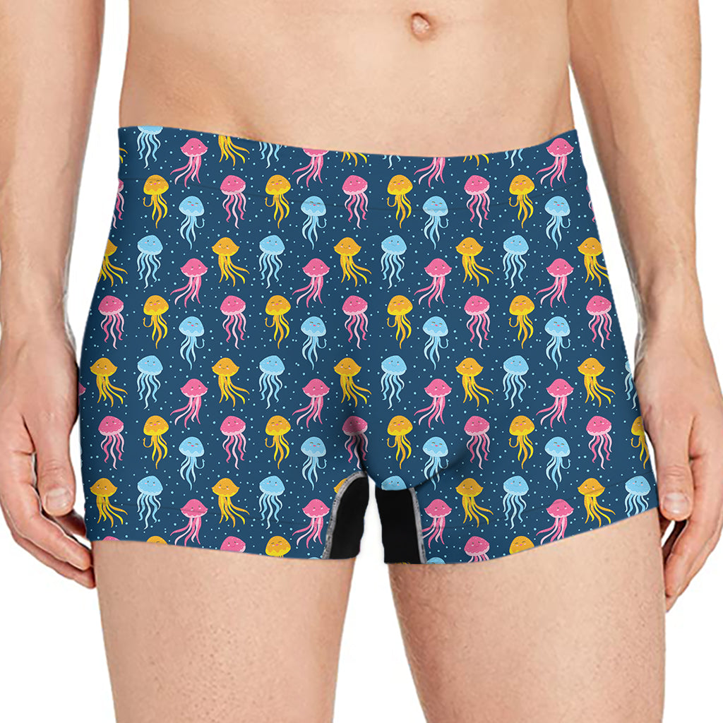 Cute Jellyfish Pattern Print Men's Boxer Briefs