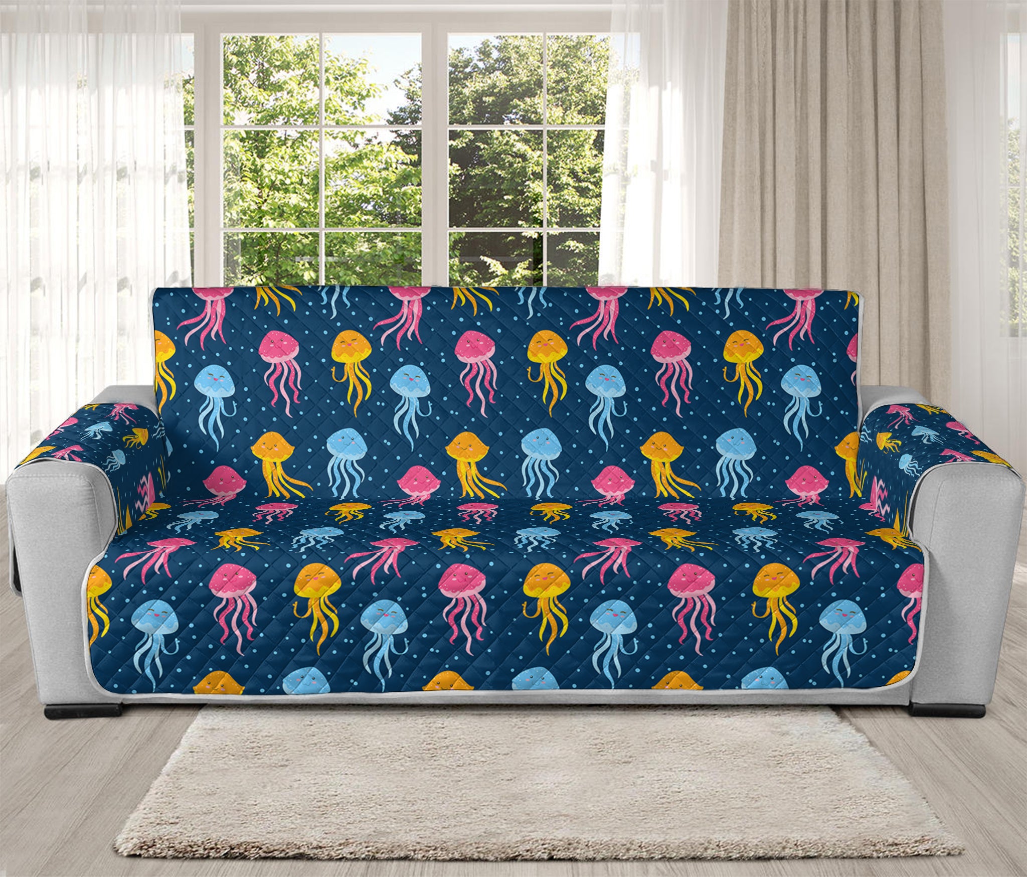 Cute Jellyfish Pattern Print Oversized Sofa Protector