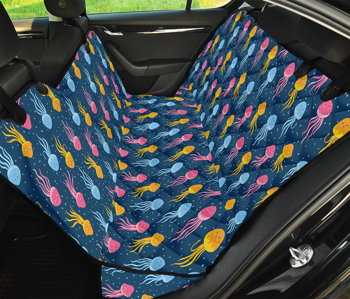 Cute Jellyfish Pattern Print Pet Car Back Seat Cover