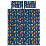 Cute Jellyfish Pattern Print Quilt Bed Set