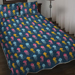 Cute Jellyfish Pattern Print Quilt Bed Set