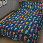 Cute Jellyfish Pattern Print Quilt Bed Set