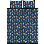 Cute Jellyfish Pattern Print Quilt Bed Set