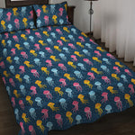 Cute Jellyfish Pattern Print Quilt Bed Set
