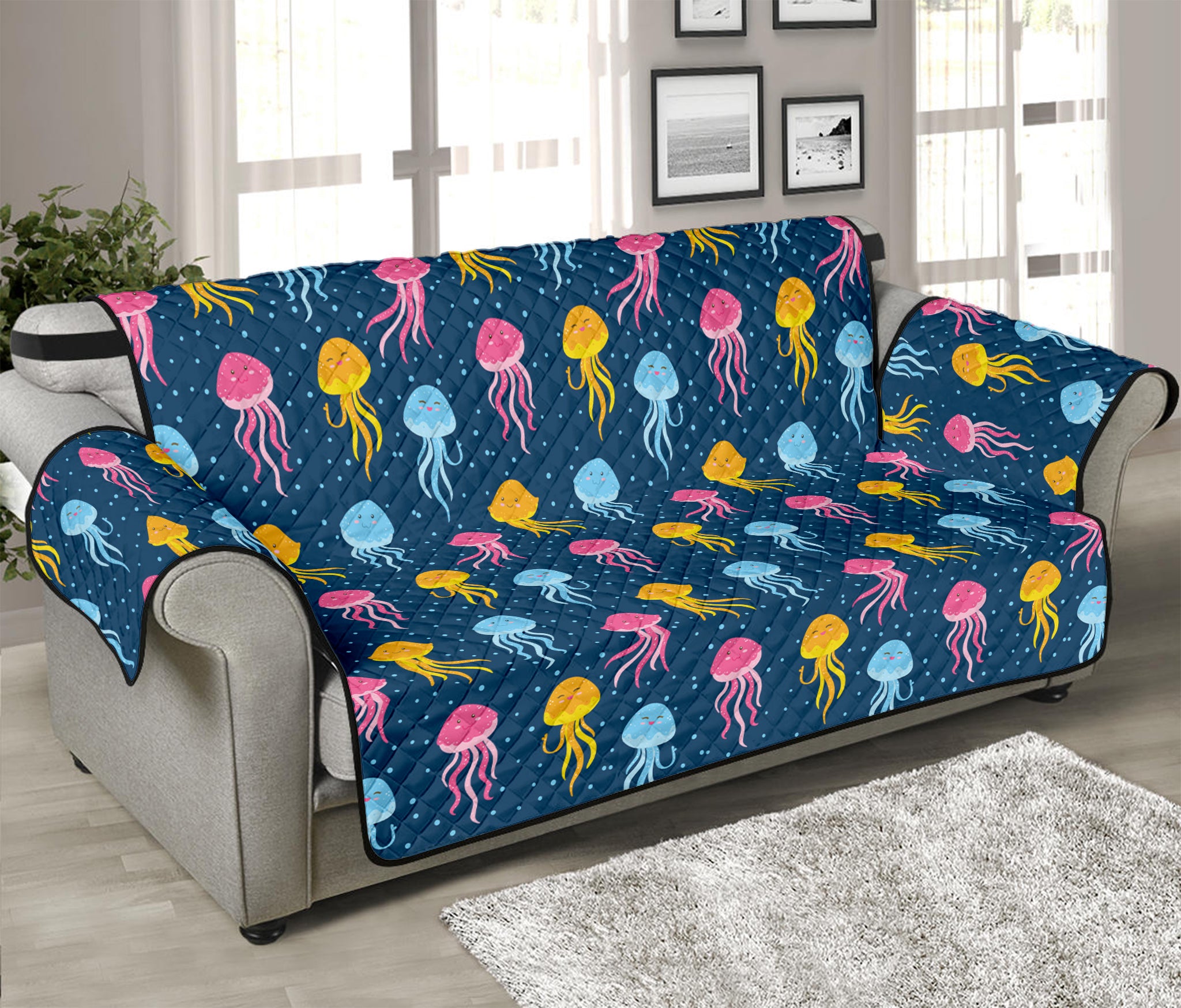 Cute Jellyfish Pattern Print Sofa Protector