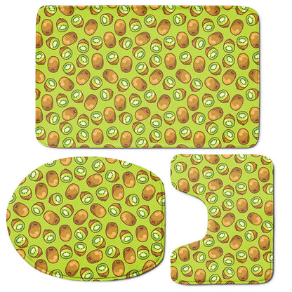 Cute Kiwi Pattern Print 3 Piece Bath Mat Set