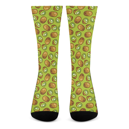 Cute Kiwi Pattern Print Crew Socks