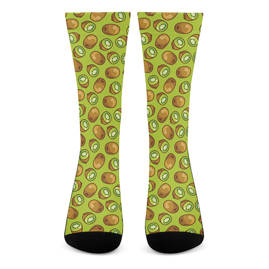 Cute Kiwi Pattern Print Crew Socks