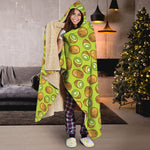 Cute Kiwi Pattern Print Hooded Blanket