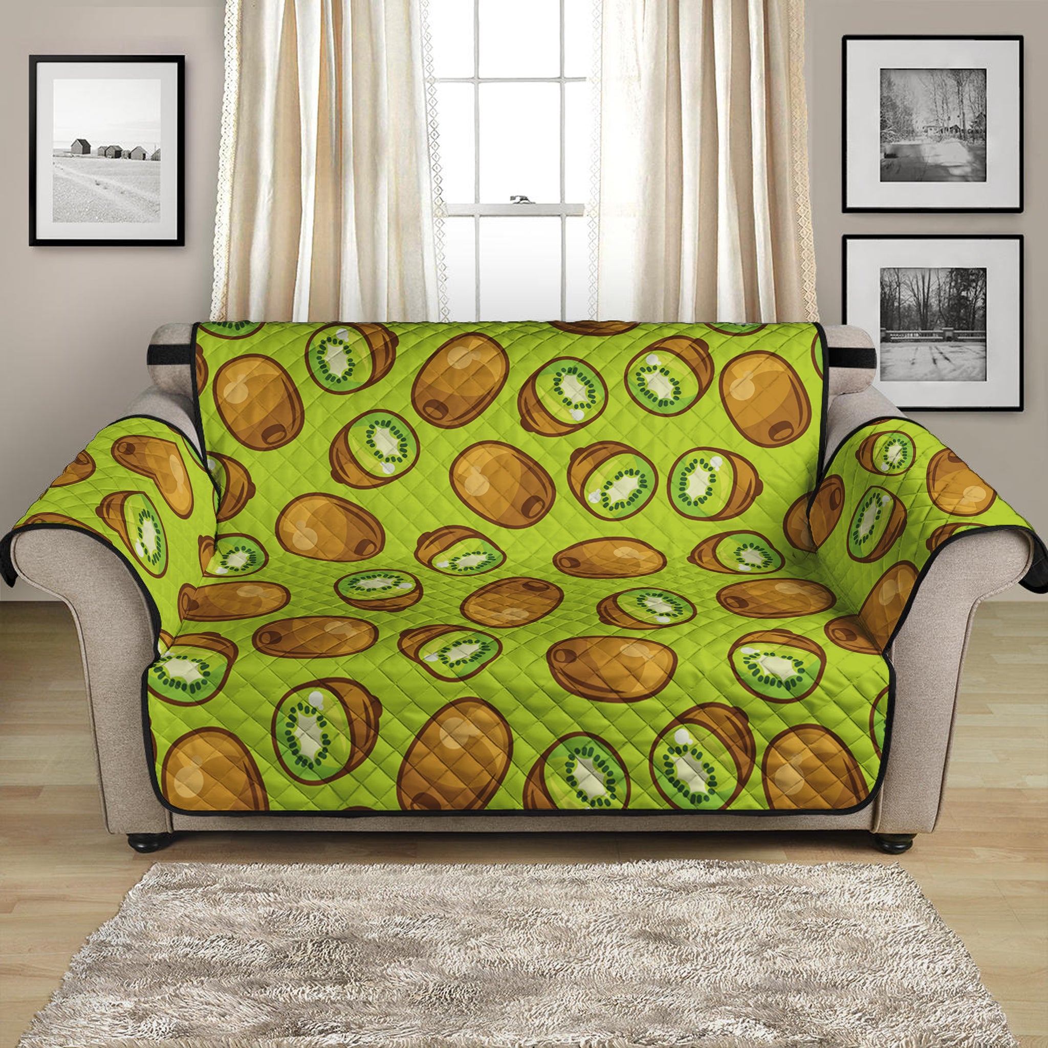 Cute Kiwi Pattern Print Loveseat Protector