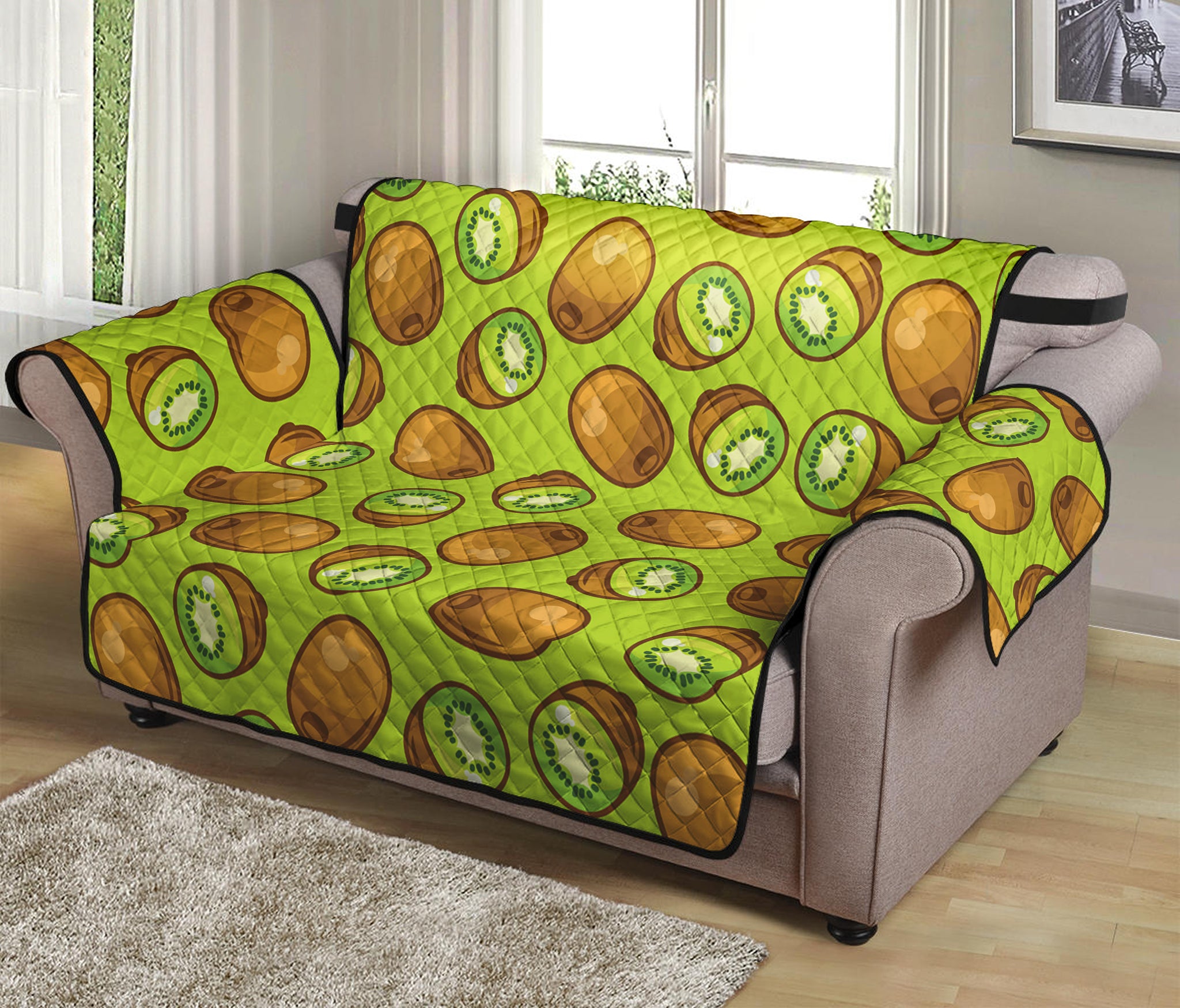 Cute Kiwi Pattern Print Loveseat Protector