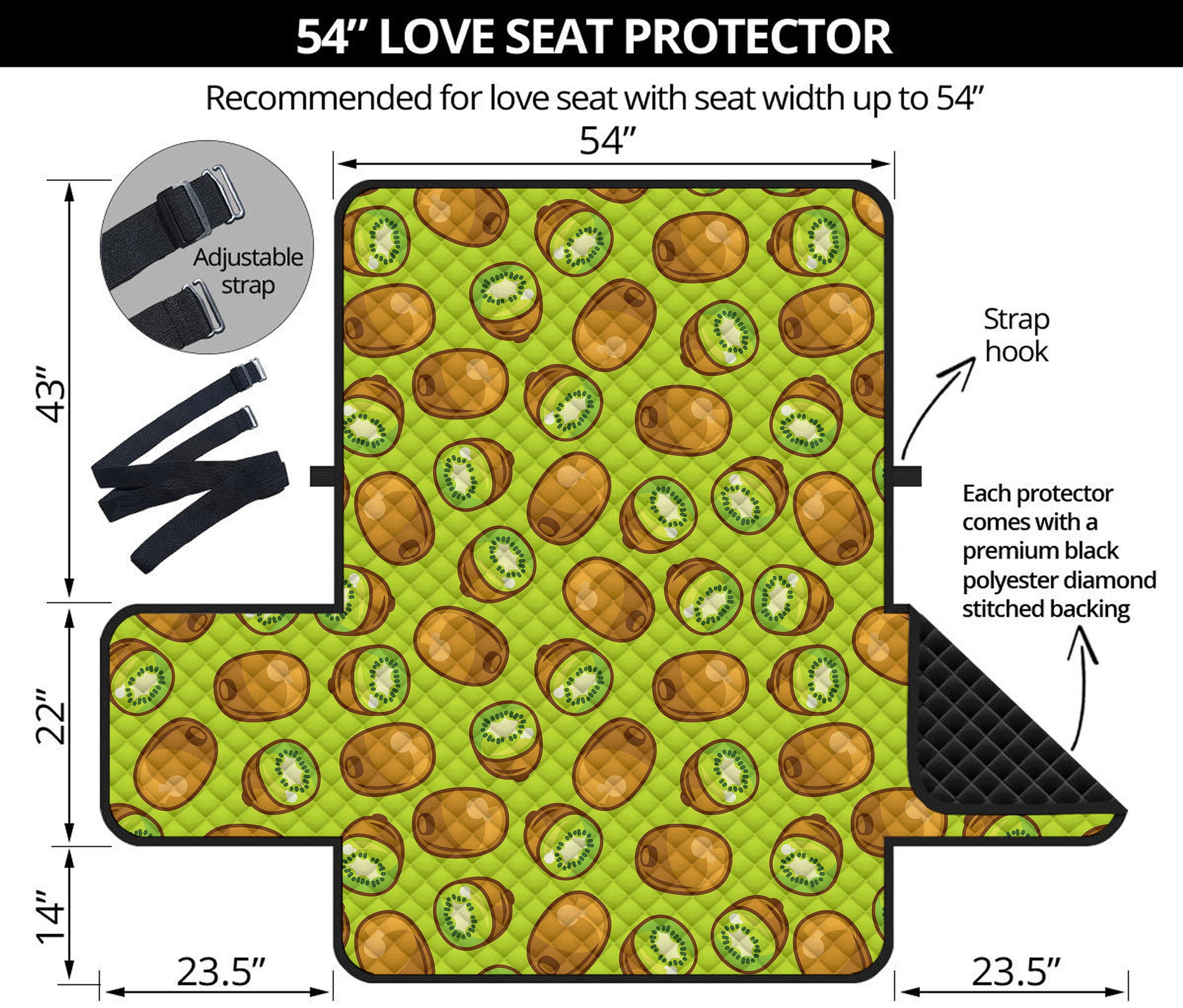 Cute Kiwi Pattern Print Loveseat Protector