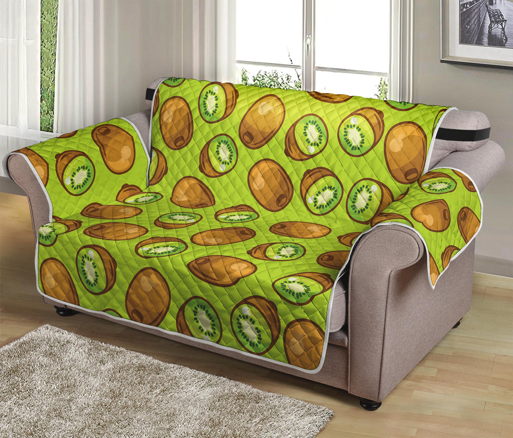 Cute Kiwi Pattern Print Loveseat Protector