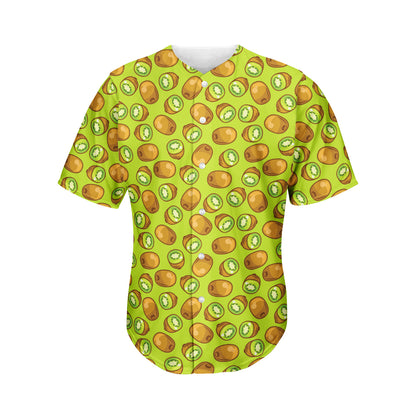 Cute Kiwi Pattern Print Men's Baseball Jersey
