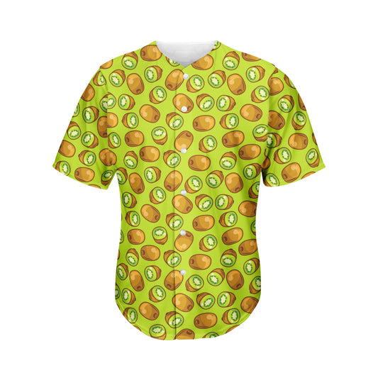 Cute Kiwi Pattern Print Men's Baseball Jersey