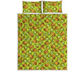 Cute Kiwi Pattern Print Quilt Bed Set