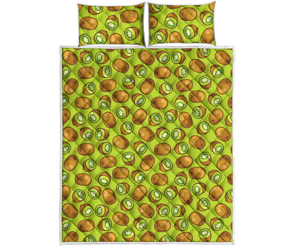 Cute Kiwi Pattern Print Quilt Bed Set