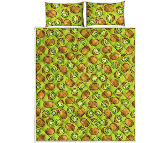 Cute Kiwi Pattern Print Quilt Bed Set
