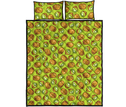 Cute Kiwi Pattern Print Quilt Bed Set