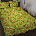 Cute Kiwi Pattern Print Quilt Bed Set