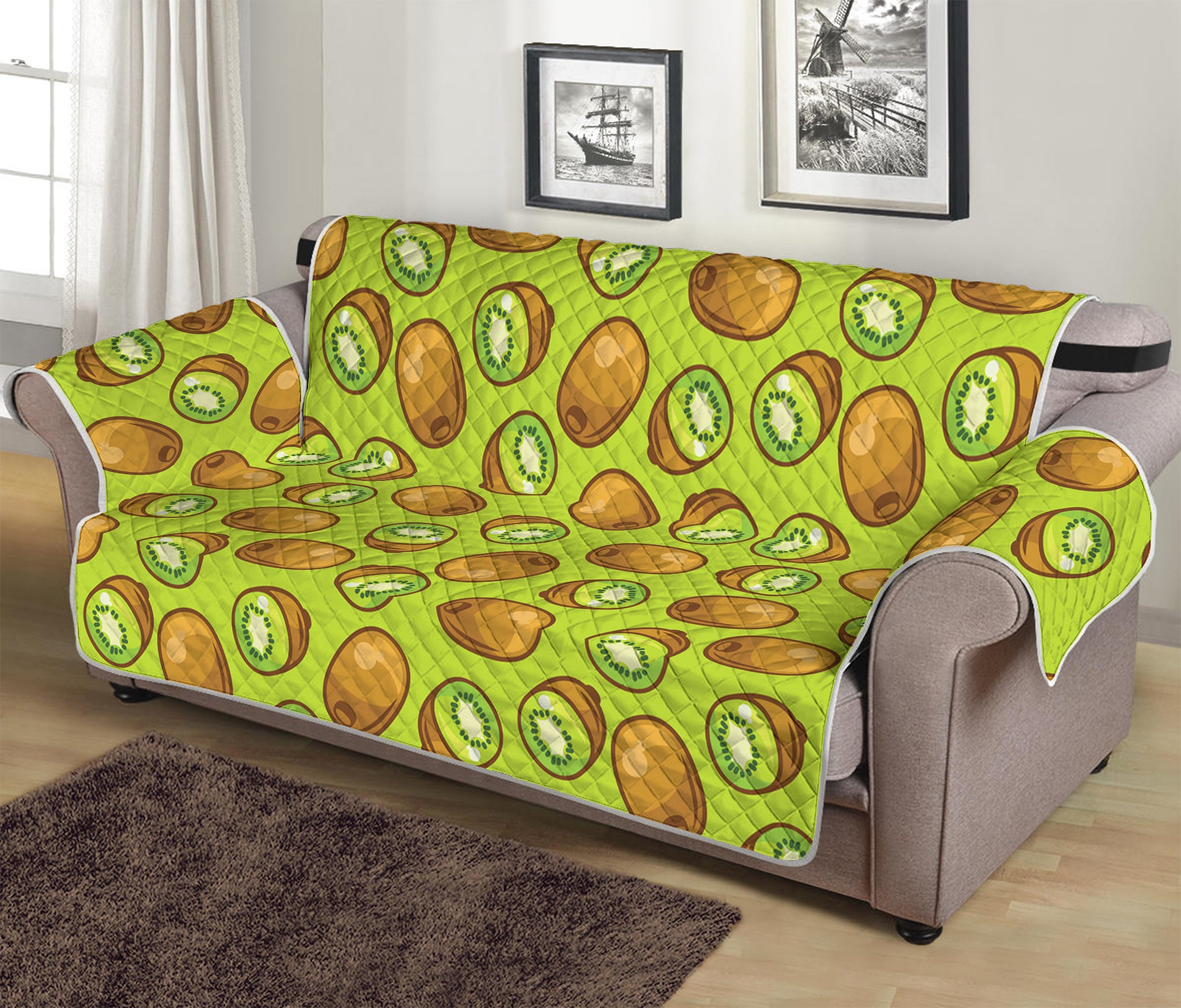 Cute Kiwi Pattern Print Sofa Protector