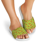 Cute Kiwi Pattern Print White Slide Sandals