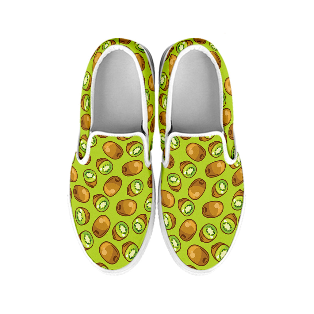 Cute Kiwi Pattern Print White Slip On Shoes
