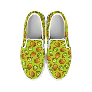 Cute Kiwi Pattern Print White Slip On Shoes